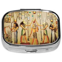 Mini-Pillendose für Frauen im alten Ägypten, quadratisch, 5,6 x 4,1 x 1,7 cm, geeignet für Tasche, Geldbörse, perfekt für Reisen