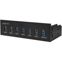 Logilink UA0342 - 5,25" USB 3.0 Hub (7-Port) mit Schnellladeport und Datenübertragungsraten bis zu 5 GBit/s