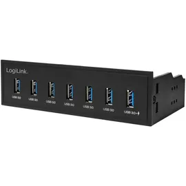 Logilink UA0342 - 5,25" USB 3.0 Hub (7-Port) mit Schnellladeport und Datenübertragungsraten bis zu 5 GBit/s