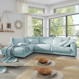 KAWOLA Ecksofa Madeline Cord Recamiere links hellblau