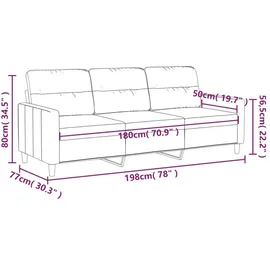 vidaXL 3-Sitzer-Sofa Dunkelgrau 180 cm Stoff