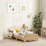 aiyaplay Jugendbett Hausbett mit Bären-Design 143,5 x 80 cm Massivholz beige