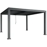 Mendler Pergola HWC-L46, Gartenpavillon Lamellen-Pavillon, 10cm-Aluminium-Gestell, Regenrinne sturmfest, 3x4m - anthrazit