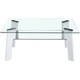 Dynamic24 Couchtisch 110x80 hochglanz weiß Glastisch Beistelltisch Wohnzimmer Sofa Tisch