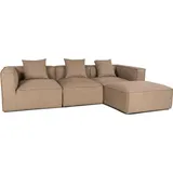 VCM Ebuy24, Sofa - Bettsofa, Sofa Box Chaiselongsofa, 3 Dekokissen beige, braun. Beige