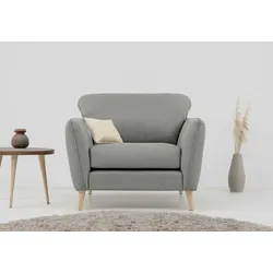 Sessel HOME AFFAIRE "MARSEILLE", grau, B:103cm H:88cm T:90cm, 100% Polyester, Sessel, Massivholzbeine Eiche, Landhausstil, Wellenunterfederung