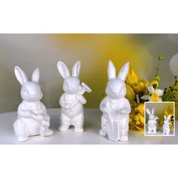 Hase Gino mit Harke 8cm cremeweiß