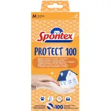 Spontex Protect Einmalhandschuhe aus Vinyl, ungepudert und latexfrei, vielseitig einsetzbar, in praktischer Spenderbox, Größe M, 100er Pack