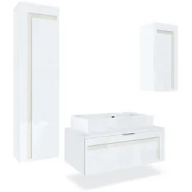 Vladon Badmöbelset, Creme, Holzwerkstoff, 200x193x51 cm, Badezimmer, Badmöbelsets & Badmöbelserien, Badmöbel-Sets