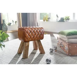 FineBuy Sitzhocker Echtleder 40 x 48 x 27 cm Braun