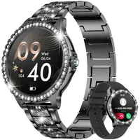 LIGE Smartwatch Damen mit Telefonfunktion, 1.32" Diamant Fitnessuhr Damen für IOS Android mit Menstruationszyklus, Smart Watch Armbanduhr