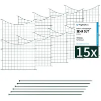 VERDOBA Premium Teichzaun - Gartenzaun Komplettset - 15 Zaunelemente - Zaun für den Garten, Gitterzaun Set Unterbogen Zaun Garten - Hundezaun, Gartenzaun Metall (15x Unterbogen, Grün - RAL 6005)