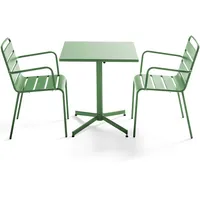 Oviala Palavas Gartenset Tisch quadratisch 3-tlg. mit Armlehnen Grüner Kaktus