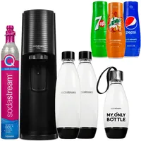 NEU Sodastream Wassersprudler Terra Schwarz Set mit 3 Flaschen Sirup Kartusche