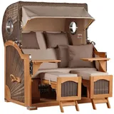 Mr. Deko Strandkorb Düne Grande Bullauge Teak PE Grey Dessin 510