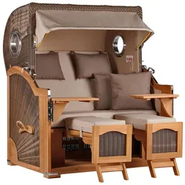 Mr. Deko Strandkorb Düne Grande Bullauge Teak PE Grey Dessin 510