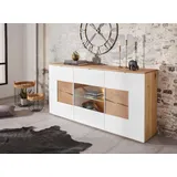 vogl möbelfabrik Sideboard, Breite 180 cm mit Hirnholzelement beige