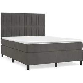 vidaXL Boxspringbett mit Matratze Dunkelgrau 140x200 cm Samt
