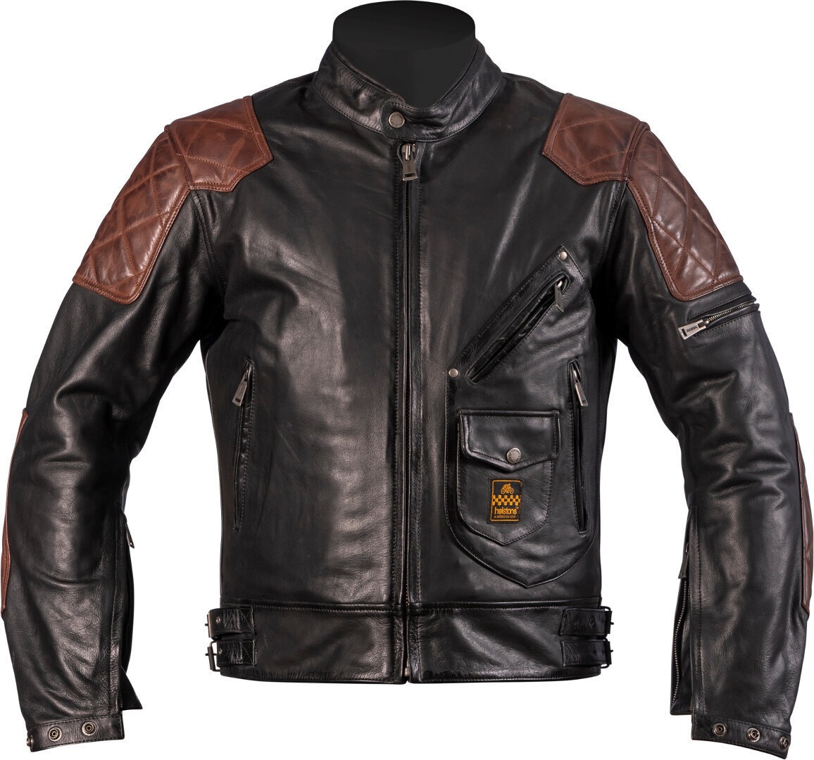 Helstons Chuck Motorfiets lederen jas, zwart-bruin, 2XL