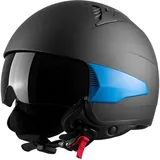 Westt Halbhelm Chopper Helm Jethelm Retro, Motorradhelm Herren Damen, Rollerhelm mit Sonnenblende Visier Chopper Roller Scooter Mofa Motorrad Helm, matt (Retoure - Wie Neu | 1 Jahr Garantie)