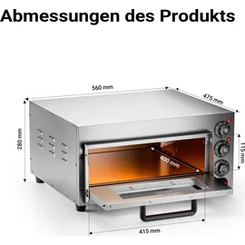 Wiltec Pizzaofen 2000W Silber