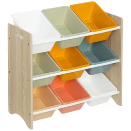 Atmosphera Créateur d'intérieur Standregal Regal mit Spielzeugkisten, 9 farbige Boxen, 60 x 29,5 x 66 cm