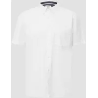 S.Oliver Kurzarmhemd mit Struktur-Streifen und Button-Down-Kragen, Herren, weiß, XL
