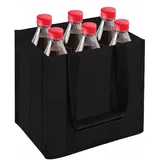 ipow 6 Fächer Flaschentasche Flaschenträger aus Oxfordstoff, Reisßfester Flaschenkorb für Flaschen, Wein, und Bier in Schwarz