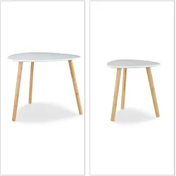 Relaxdays Satztisch 2er Set, platzsparende Beistelltische im nordischen Design, Blumentisch und Zeitungsablage, weiß