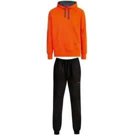 TRIGEMA Jogginganzug "TRIGEMA Jogginganzug aus Biobaumwolle", Herren, Gr. M, orange (mandarine), 75% Baumwolle (Biobaumwolle kbA), 25% Baumwolle (recycelt), casual, Sportanzüge