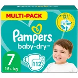 Pampers Windeln Größe 7 (15+kg) Baby Dry, MONATSBOX, Bis Zu 12 Stunden Rundum-Auslaufschutz, 112 Stück