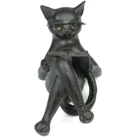 moritz Dekofigur Figur Katze 14x7,5 cm Kater Brille Buch Leseratte Geschenk Dekoration