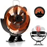 Herrselsam Kaminventilator 6-Blättern Multi-Winkel Einstellbarer Ofenventilator ohne Strom Wärmebetriebener Kamin Ventilator Leiser Ofen mit magnetischem Thermometer
