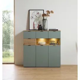 Innostyle Highboard INA 125 x 125 x 45 cm Schilfgrün/Eiche