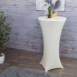 Mendler Stehtischhusse HWC-J30 Creme-beige Ø 60 cm