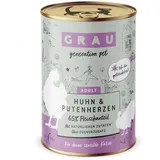 Grau Schlemmertöpfchen getreidefrei Huhn & Putenherzen 24 x 400 g