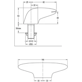 HAK Wanneneinlauf, 170mm, Chrom