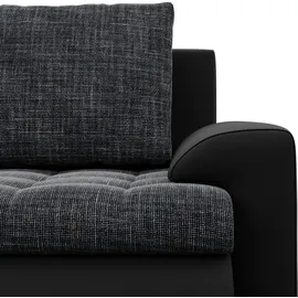 mebligo Rechts Ecksofa mit Schlaffunktion, Schwarz + Schwarz