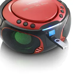 LENCO SCD-550RD CD-Radio mit MP3, USB, BT, Lichteffekte, rot