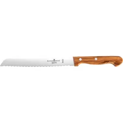 SCHWERTKRONE Brotmesser mit Wellenschliff Klingenlänge 20 cm Olivenholz