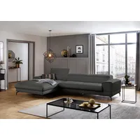 Ecksofa W.SCHILLIG "piedroo, Designsofa mit tollem Sitzkomfort, bequem, L-Form", grau (anthrazit z69), B:343cm H:70cm T:193cm, Longlife Xtra-Leder Z69: Das feinnarbige, gedeckte Softleder Z69 besticht durch seine außergewöhnliche Weichheit im trendigen u00bbVintage-Looku00ab, Hautstärke 0, 9 - 1, 1 mm, Sofas, Kopfteilverstellung, wahlweise mit Sitztiefenverstellung, Breite 343cm