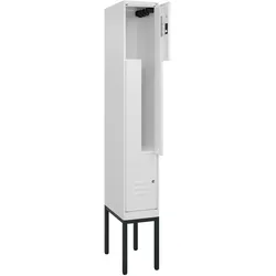 C+P Z-Spind Classic PLUS, Gestell, 2 Abteile, HxBxT 212x30x50cm, Zylinderschloss, Verkehrsweiß von PROREGAL