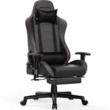 GTPLAYER Gaming Stuhl Gamer Stuhl mit Fußstütze Bluetooth Lautsprecher Ergonomischer Bürostuhl Computerstuhl Schreibtischstuhl PC Stuhl mit verstellbare Rückenlehne 150 kg Belastbarkeit schwarz