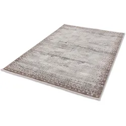 Teppich ASTRA "Vercelli 234 Kurzflorteppich", beige (beige, creme), B:133cm H:9mm L:190cm, Kunstfaser, Teppiche, Fransenteppich, wollig weiche Oberfläche, mit Fransen, 3-D Effekt, Wohnzimmer
