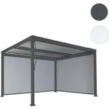 Mendler Alu Pergola HWC-L41 mit 2x Seitenwand, Lamellen-Pavillon, stabiles 8cm-Metall-Gestell 3x3m - anthrazit