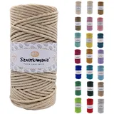 Sznurkomania, Baumwollkordel 3mm 100m, 46 Farben, Häkelkordel, Geflochten Baumwollkordel 3mm, Makramee Kordel, Makramee Garn, Premium Garn, Makramee Seil (Hellbeige)