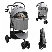 vidaXL Faltbarer Haustierwagen 78 x 54 x 101 cm Grau