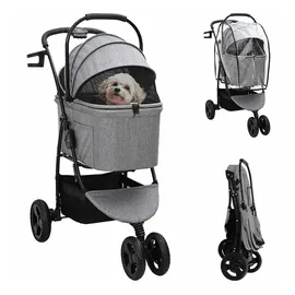 vidaXL Faltbarer Haustierwagen 78 x 54 x 101 cm Grau
