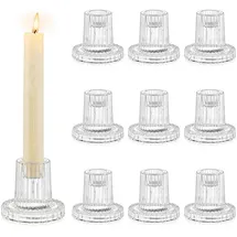 luxuskollektion Stabkerzenhalter 10er Set Glas Transparent/beige
