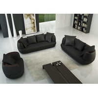 JVmoebel Sofa Luxus Design Sofagarnitur Klassische Leder Couch Polster Neu, Made in Europe schwarz